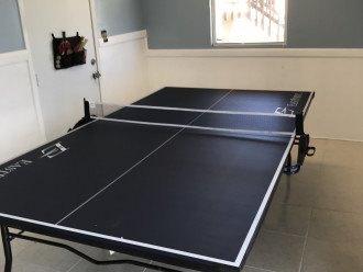 Game room downstairs with ping pong table