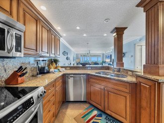 Surprise, the kitchen has a great beachfront view. One of kind great kitchen.
