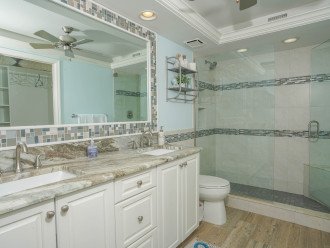 Master bathroom with oversize walk-in shower.