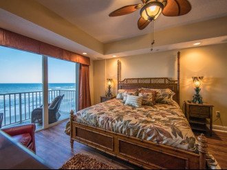 Tommy Bahama Master Bedroom Suite w/balcony, breathtaking views of Atlantic, fireplace, ensuite bath and oversized jacuzzi tub.