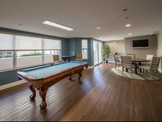 Club House on 1st Floor w/Billiard Table, gym, card tables, kitchen, restrooms