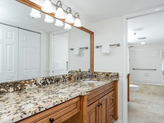 Master Bathroom entrance with Vanity and Large Closet