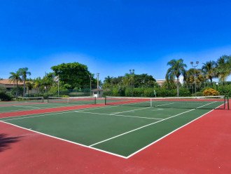 Lighted tennis courts, pickleball nets available on third court