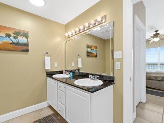 master bathroom with double sink granite