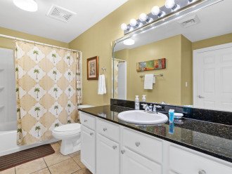 hall bathroom, granite countertops