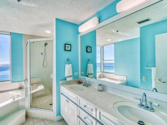 Large Master Bathroom with walk-in shower/garden tub and ocean views