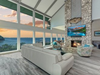 Large open floor plan of downstairs living space with views for days!