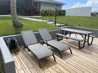 Sun Loungers & Large Picnic Table