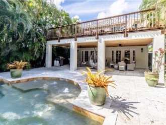Completely private backyard with heated pool, patio, outdoor shower and hot tub. #1