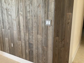Beautiful wood accent wall in kitchen