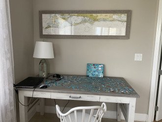 Desk in living area for work from home.