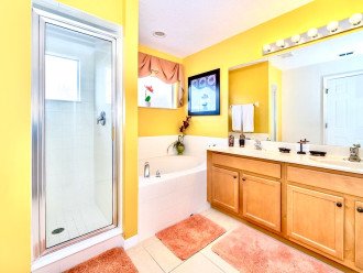 Main bathroom with separate shower and bath