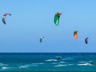 On windy days you can watch kite surfers from the beach front lanai