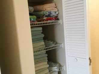 Linens galore, including beach towels