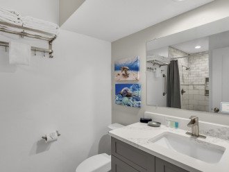 Luxurious en suite bathroom off of the bunk room