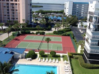 View of intercoastal waterway from entry walkway. Pool clubhouse and deck