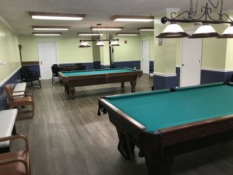 Pool tables in game room
