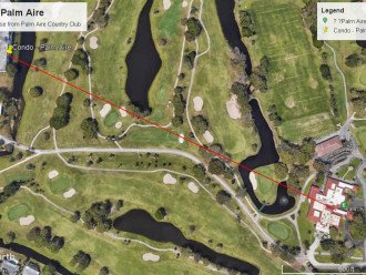 straight line distance across Champions course to Palm Aire Country Club House