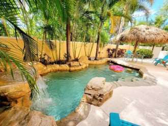 Private Tropical Heated Pool with a waterfall