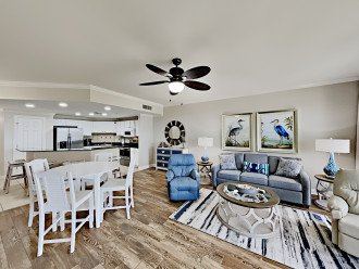 Open Floor Plan with kitchen, eating and living areas