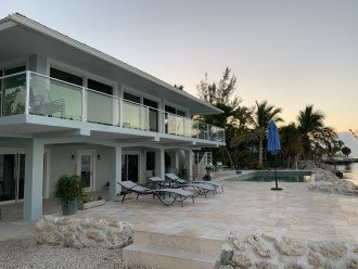 Backyard view of the house and patio