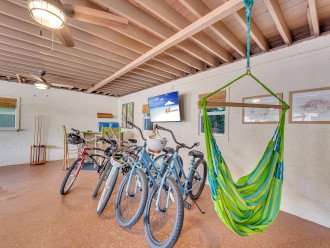 Plenty of bikes to rent and enjoy spending your day watching the Smart TV in the game room!