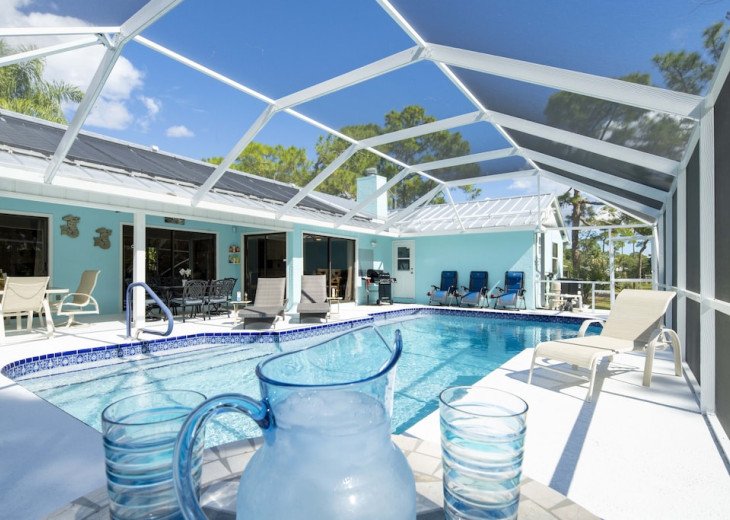 Heated Saltwater Pool With Loungers