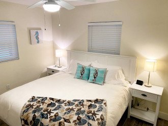King Bed in the Siesta Key Dream Inn Seashell Unit. So Comfortable! Luxury sheets, Pillows, and Bed.