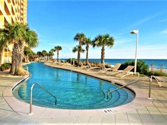 Poolside view of the Olympic length beach side pools~ for Calypso Guests only!