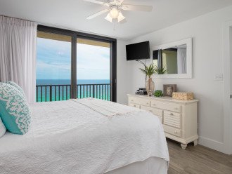 Bedroom with a lovely view of the beach.