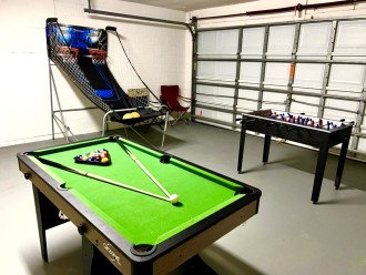 Your own unique games room with pool table and basketball