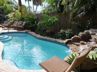 Our lush palm tree lined pool is completely private and heated to 88F