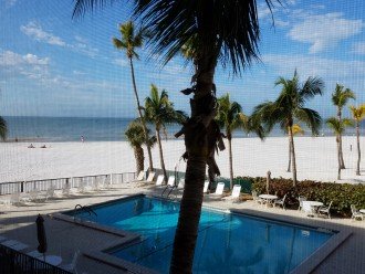 View from the Lanai -pool, beach and Gulf of Mexico