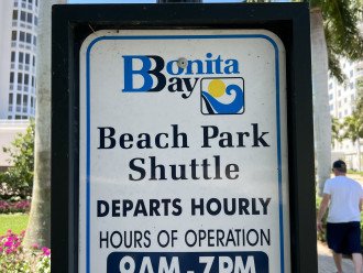 Complimentary beach shuttle with stop conveniently located @