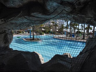 Pool from behind the waterfall