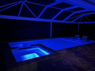 Select the color light you want in the pool and hot tub at night
