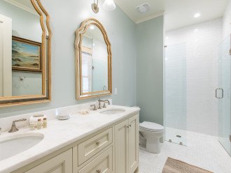 Guest Bathroom with Dual Vanity and Walk-in Shower