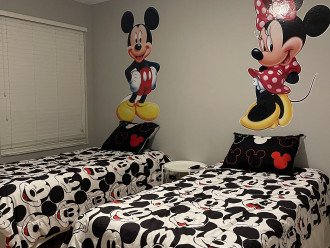 Kids Mickey & Minnie bedroom with 2 twin beds