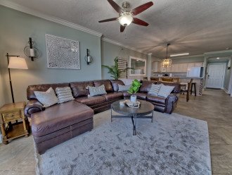 Spacious living room with all new decor