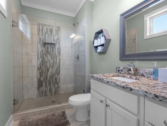 BR3 private bedroom, granite countertop, hairdryer, hand soap, tissues