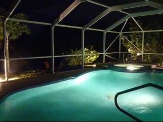 Pool at night with Landscape Lights
