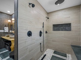 Luxury shower with 2 showerheads and rainfall option.