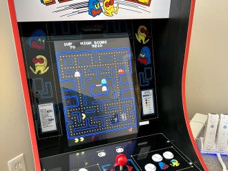 A Pac Man arcade game with 12 games completes the fun kid-friendly vibe.