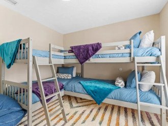 This double-bunk bed is perfect for the kiddos or your friends to spread out.