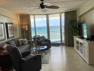 Surfside #705 living room entry view of ocean and beach