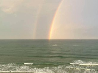 Rainbow over the ocean after an evening shower