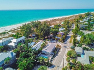 The 7 trees are now gone in this photo - direct views of the Gulf of Mexico and just steps to the best beach in Anna Maria Island!