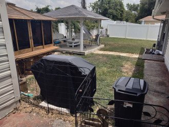Fenced backyard with grill,hot tub and gazebo