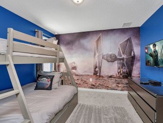 Galactic bedroom with bunkbed.