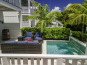 Heated saltwater pool, BBQ and lounging area